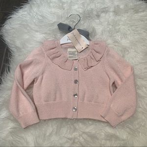 Ruffle neckline cardigan